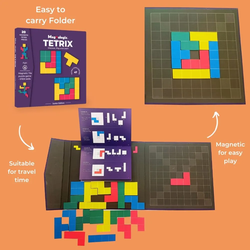 PELIKAS TOYZ Magnalogix Magnetic Game Tetrix for Kids Age 6 to 9 Years Old Tetris Puzzle for Kids| Gift for Boys Girls| Travel Game - Tetrix Junior