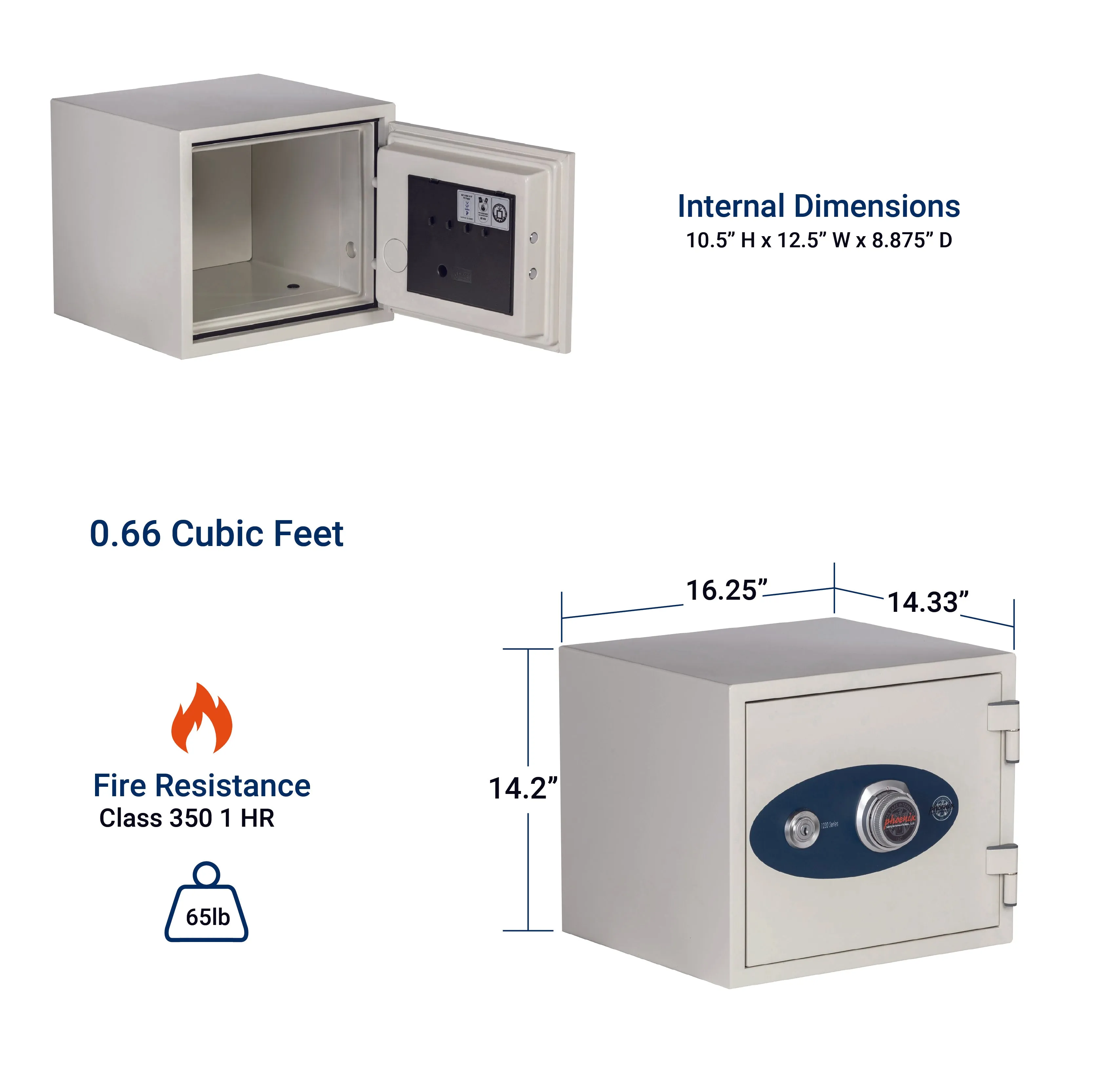 Phoenix 1221, Olympian 1-Hour Dual Control Fireproof Safe for Home or Office, 1221 | 0.66 cubic feet