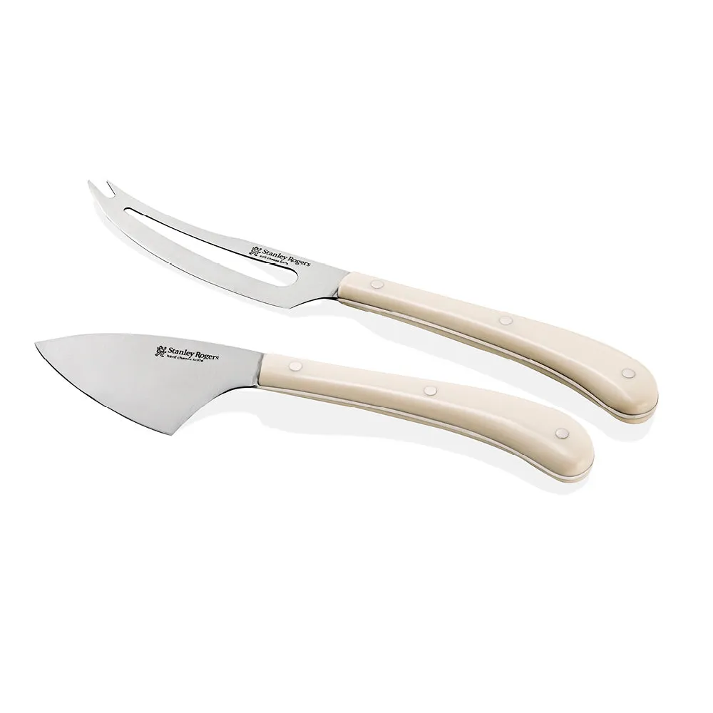 Pistol Grip Cream 2 Piece Cheese Knife Set