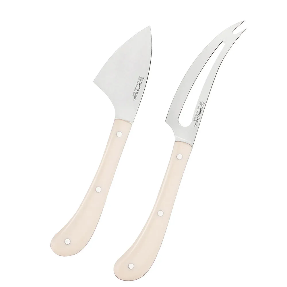 Pistol Grip Cream 2 Piece Cheese Knife Set