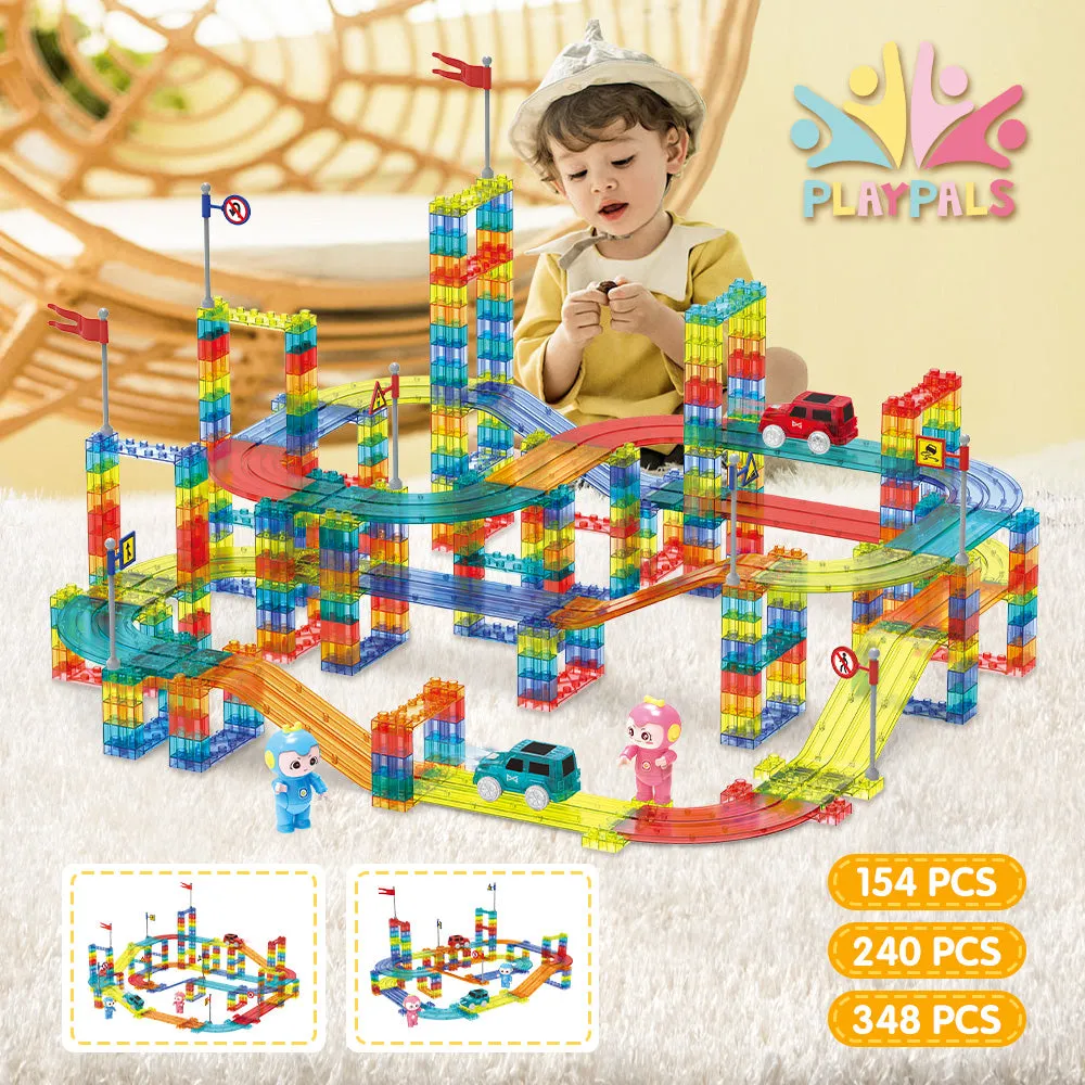 Playpals Railcar Magnetic Tiles Block Educational Toys Child Gift 154/240/348PCS