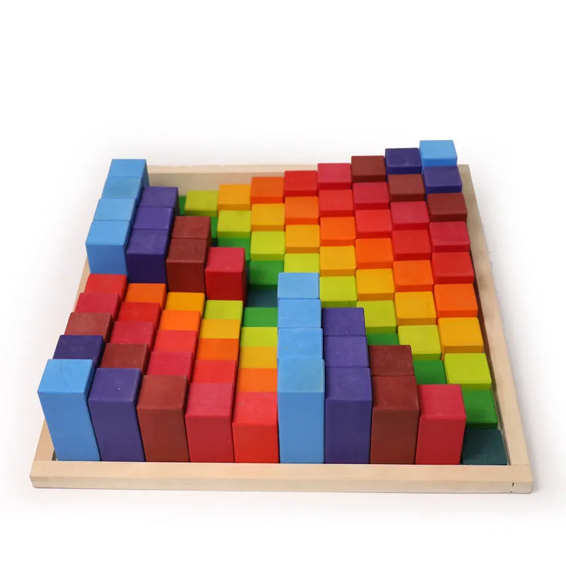 **Pre-order (Ships in 2-3 Weeks)**100 Pcs STAINED Large Stepped Counting Wooden Stacking Building Blocks