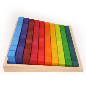 **Pre-order (Ships in 2-3 Weeks)**100 Pcs STAINED Large Stepped Counting Wooden Stacking Building Blocks