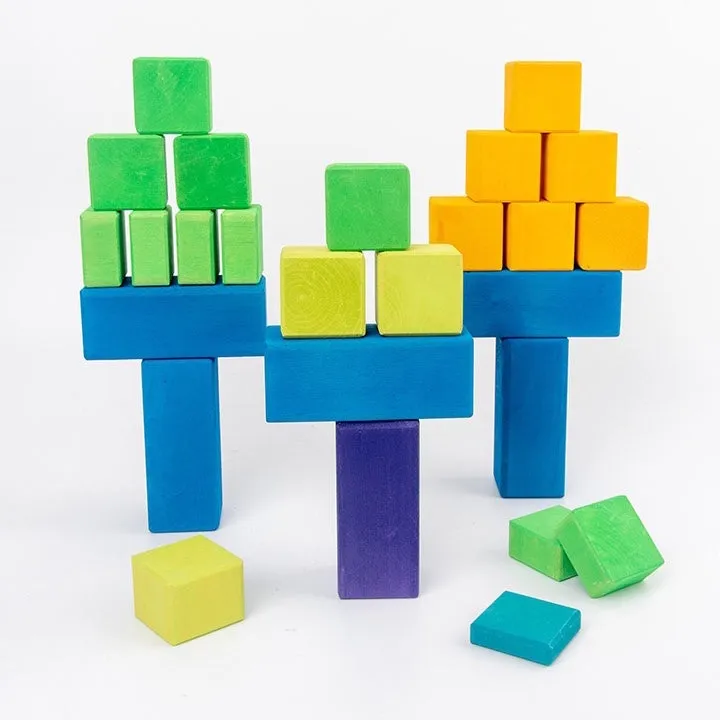 **Pre-order (Ships in 2-3 Weeks)**100 Pcs STAINED Large Stepped Counting Wooden Stacking Building Blocks