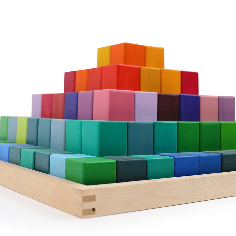 **Pre-order (Ships in 2-3 Weeks)**100 Pcs STAINED Large Stepped Pyramid Wooden Stacking Building Blocks