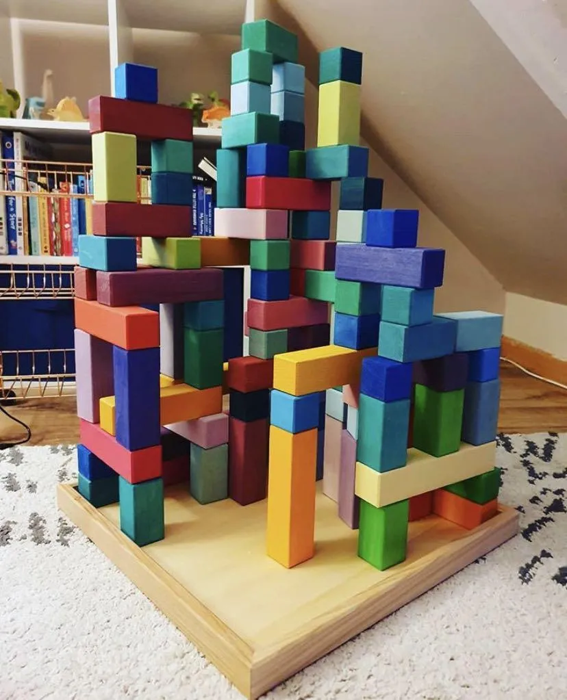 **Pre-order (Ships in 2-3 Weeks)**100 Pcs STAINED Large Stepped Pyramid Wooden Stacking Building Blocks