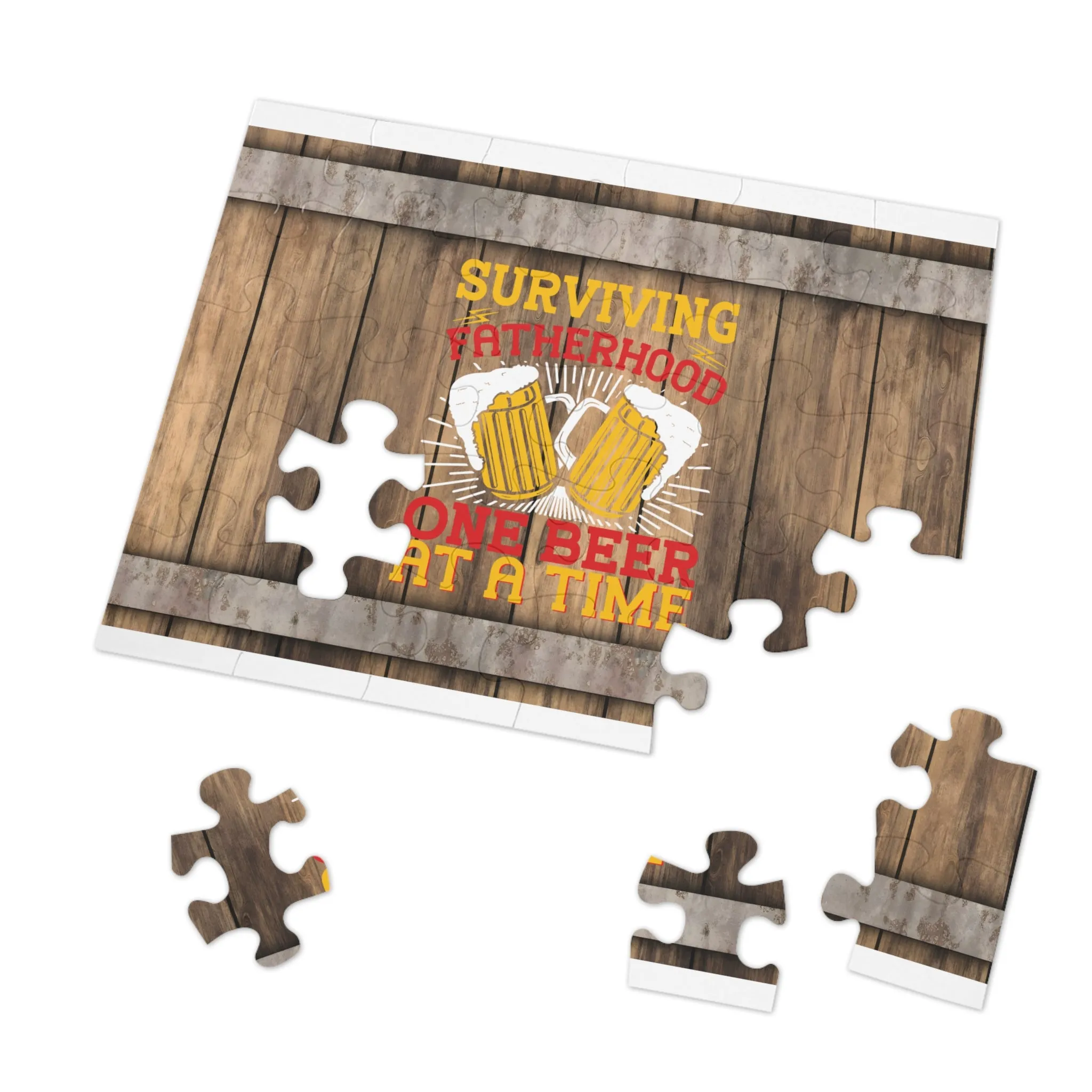 Puzzle, Dad, Surviving Fatherhood one Beer at a time, Personalised/Non-Personalised (30, 110, 252, 500,1000-Piece) awd-564