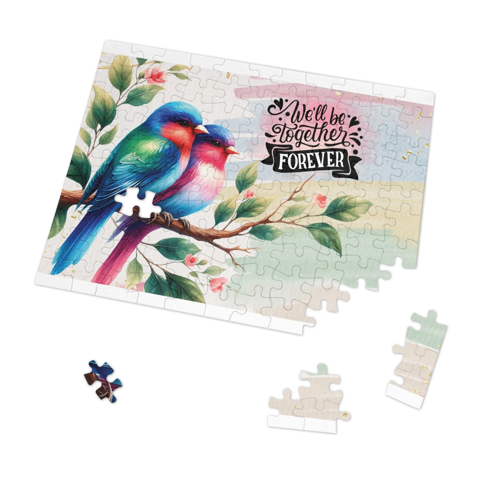 Puzzle, Love Birds, We'll be Together Forever, Personalised/Non-Personalised (30, 110, 252, 500,1000-Piece) awd-629