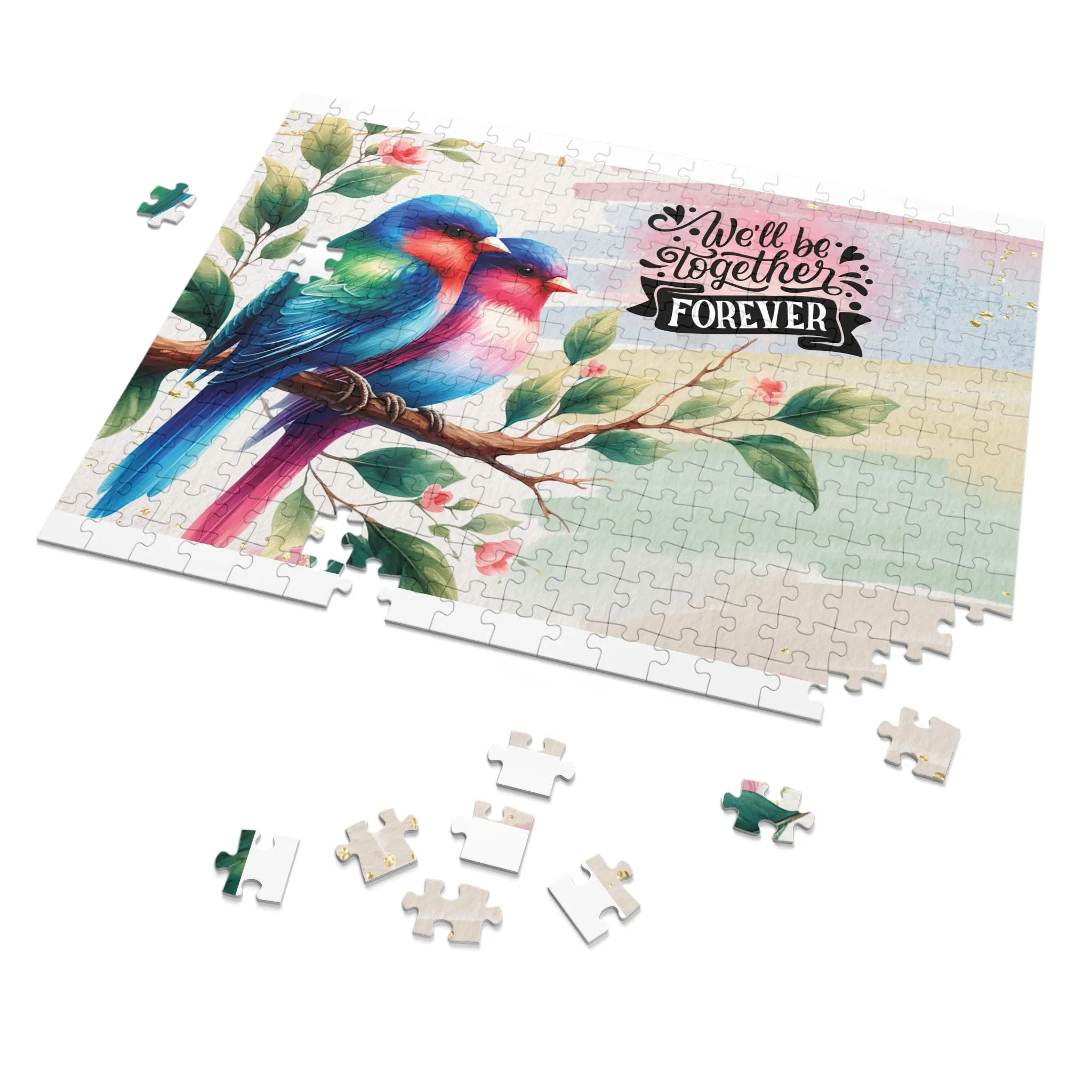 Puzzle, Love Birds, We'll be Together Forever, Personalised/Non-Personalised (30, 110, 252, 500,1000-Piece) awd-629