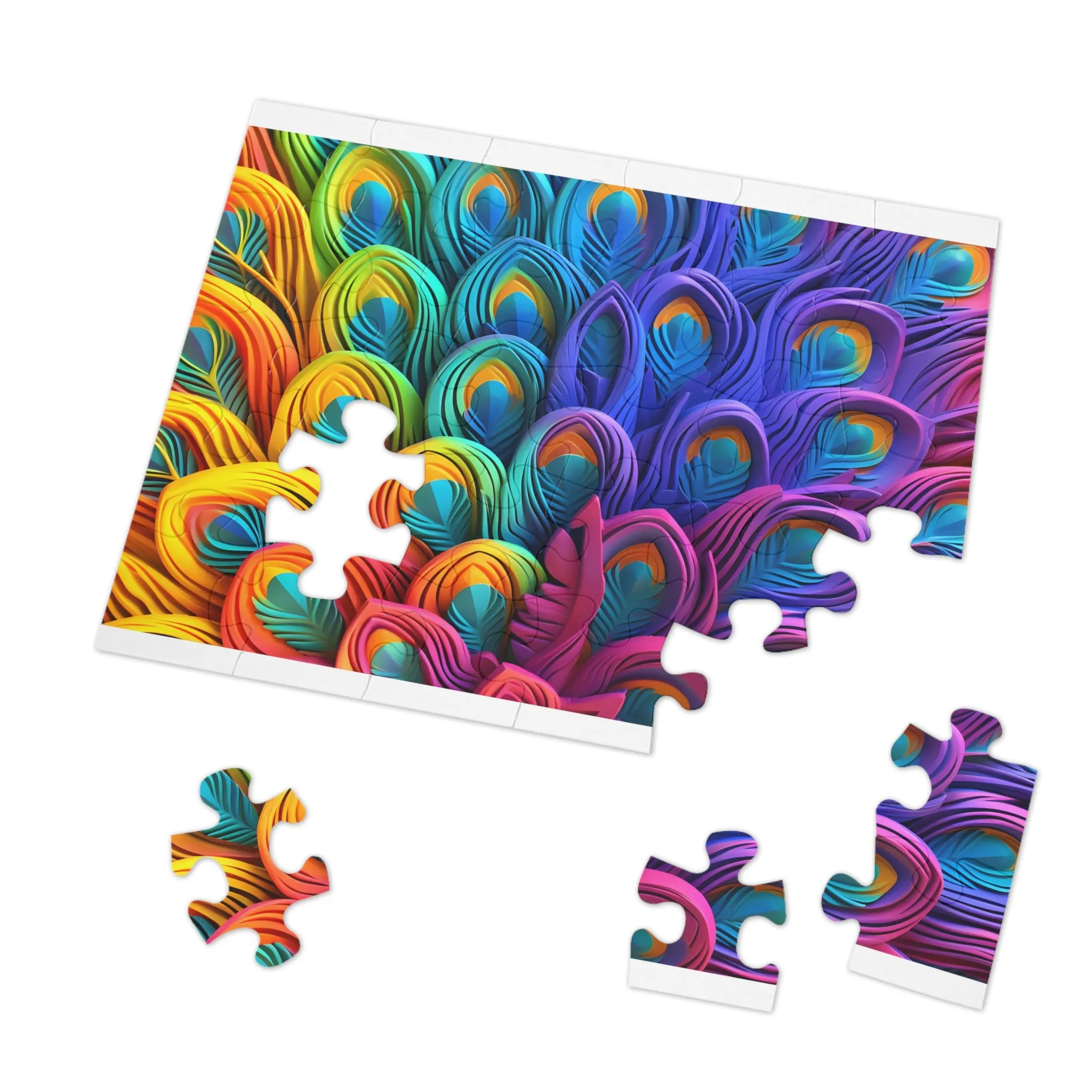 Puzzle, Peacock Feathers, Personalised/Non-Personalised (30, 110, 252, 500,1000-Piece) awd-574