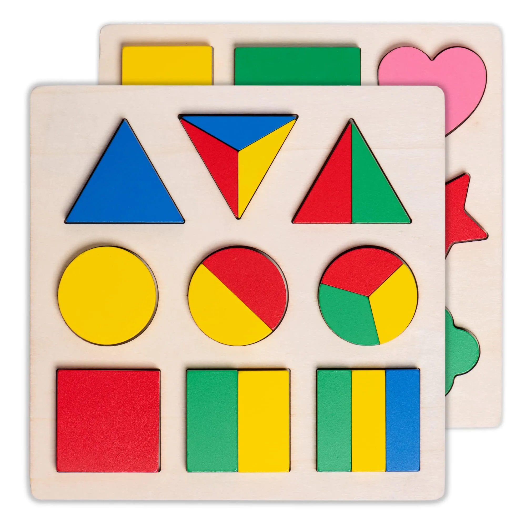 Set of 2 Wood Shape Toddler Puzzles Toys for Kids - XL Wooden Puzzles for Toddlers 1-3