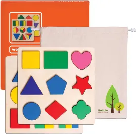 Set of 2 Wood Shape Toddler Puzzles Toys for Kids - XL Wooden Puzzles for Toddlers 1-3