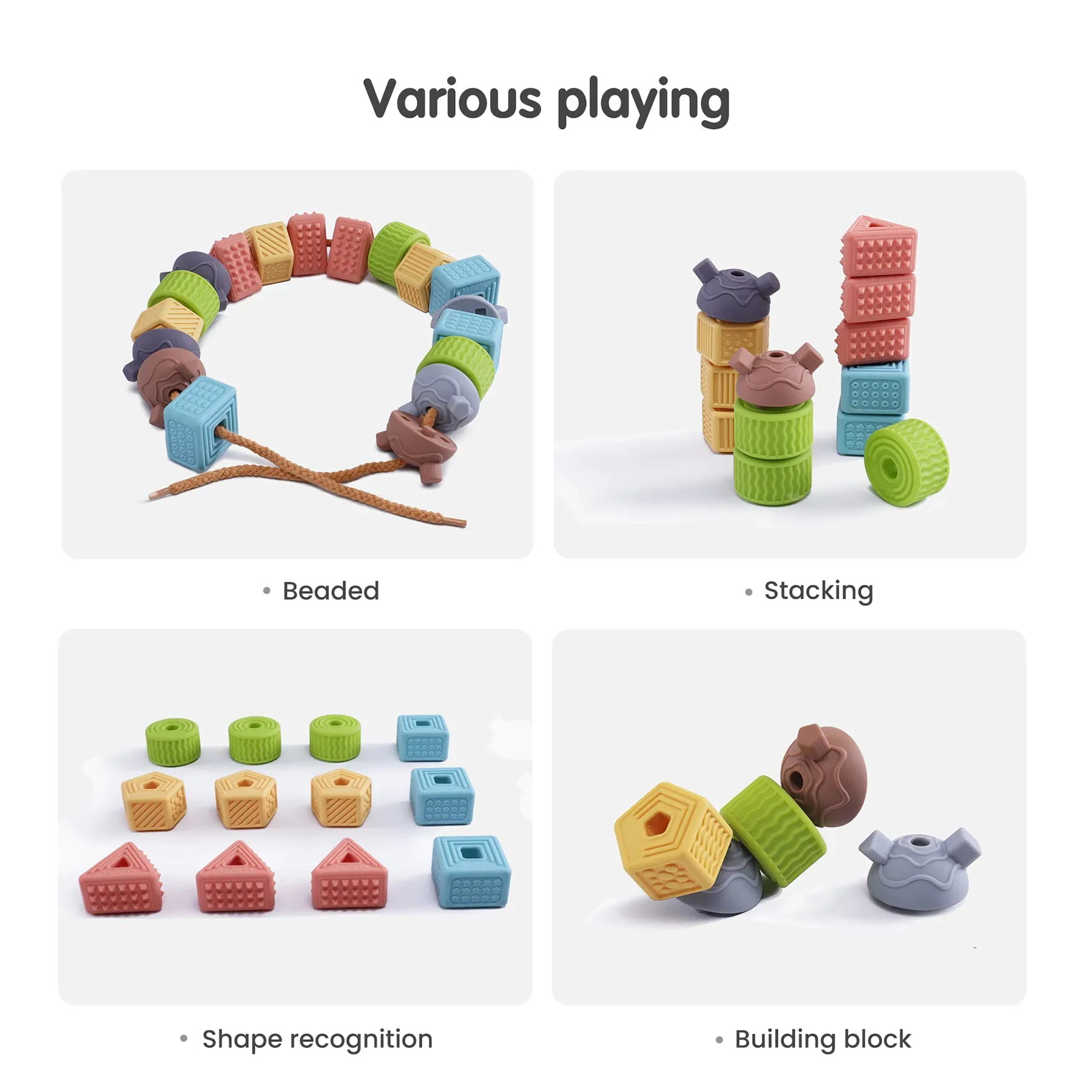 Soft building blocks, String Lacing Beads toy, stacking toy 14pcs for children 3 Years 