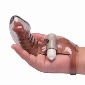 Vibrating Transparent Finger Sleeve for Women with Squirting Feature