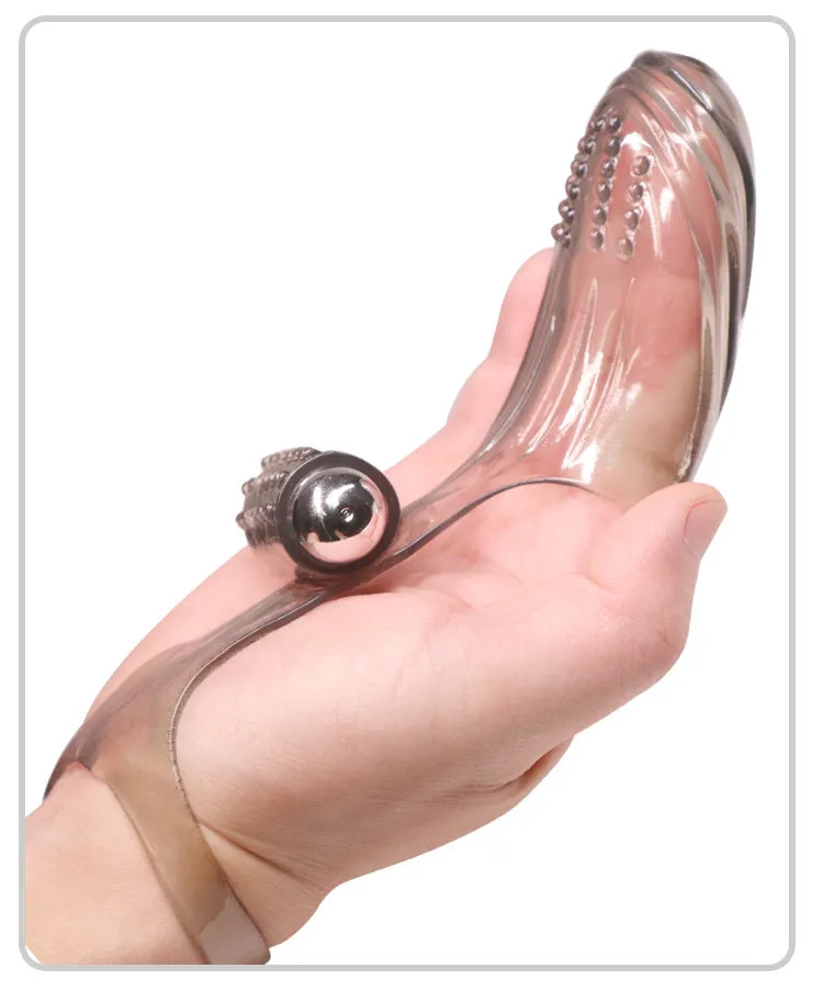 Vibrating Transparent Finger Sleeve for Women with Squirting Feature