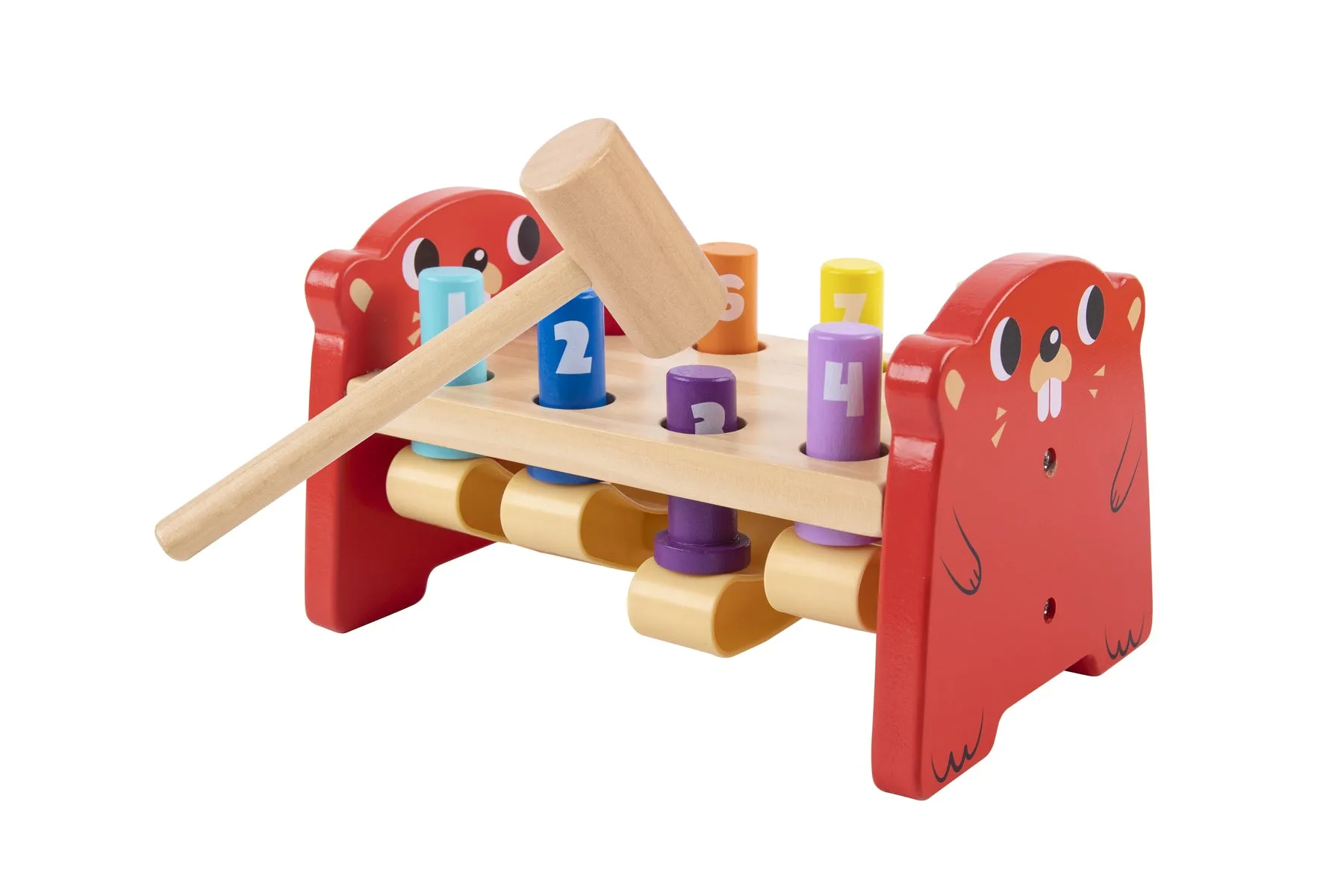 Wooden WHACK-A-MOLE pounding toy for toddlers